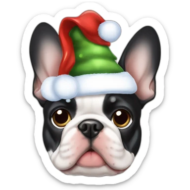 merle frenchie christmas hat one blue eye sticker