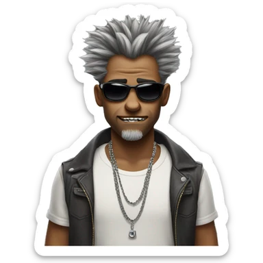 mad cool raccon with piercings and a side hairdoo sticker