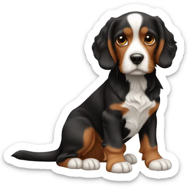 Black and orange color french Brittany with black coat. Wavy. sticker