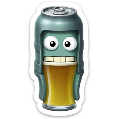 Cute bender from futurama drink beer sticker