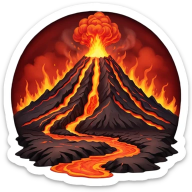 Volcano Planet, lava rivers and erupting peaks.
 sticker