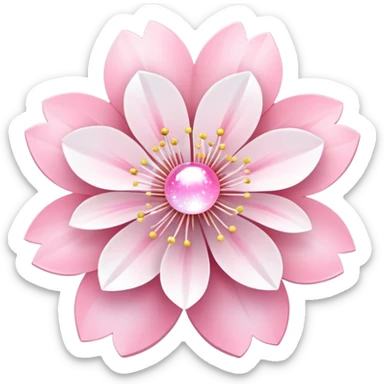Cute Pastel pink and white Cherry Blossom Sakura Starburst Iridescent Planet sticker