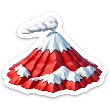 Create a 3D Mount Fuji with red color. sticker