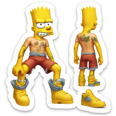 Bart Simpson rapero con tatuajes sticker