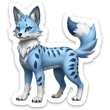 Blue serval-Lycanroc-wolf-fusion-hybrid, full body sticker