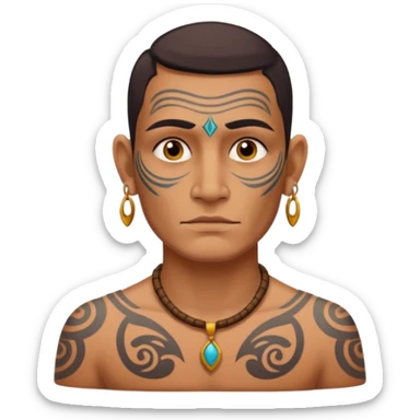 ancient incadian with tatooed on neck and face sticker