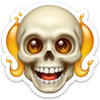 Laughing skull sweating sticker
