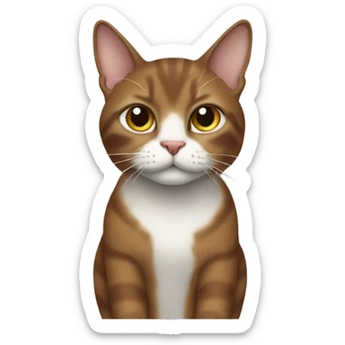 Brown cat with white muzzle and between the eyes. Brown tabby coat sticker