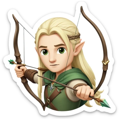 Legolas with bow and arrow, blond elf sticker
