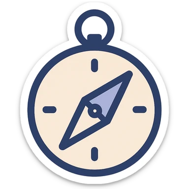 compass icon, clean and simple, modern icon style, minimal color sticker