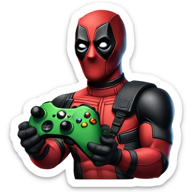 Deadpool holding xbox controller sticker
