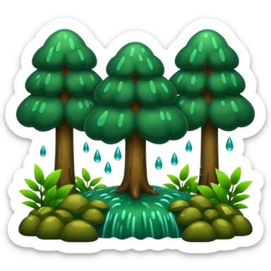a forest were raining heavily  sticker