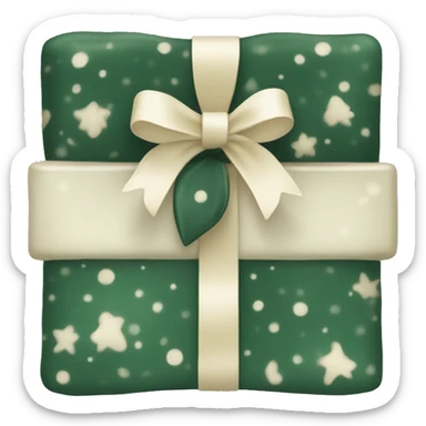 forest green and cream christmas present sticker