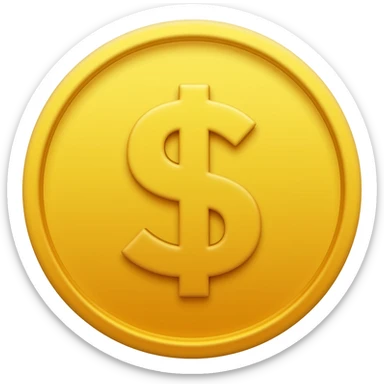 a golden coin with a cash symbol emoji style sticker