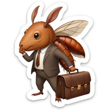  roach with a business suit and briefcase  sticker