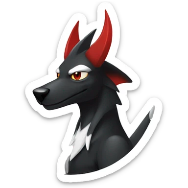 Black Cool Edgy Sergal-Houndoom-Fakémon  with White and Red Edgy markings sticker