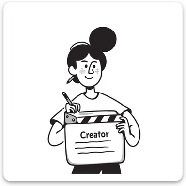 a content creator holding a clapperboard, hand-drawn doodle style sticker