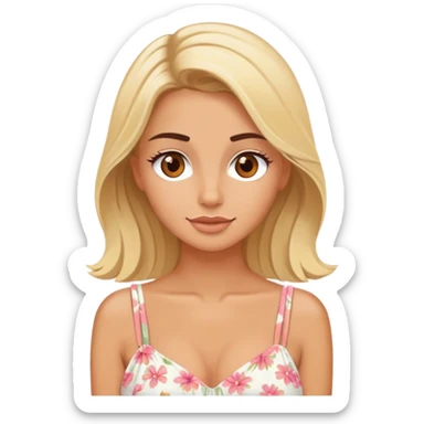 Luxury blonde model, brown eyes, honeymoon travel sticker