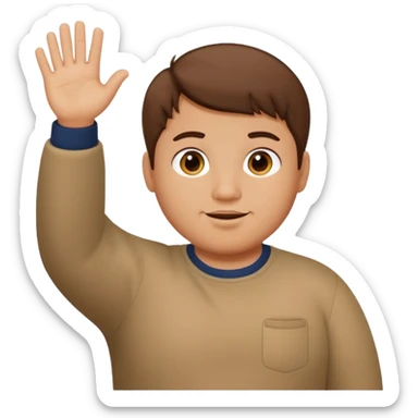 make a short brown hair guy who is chubby we can only see his head and he is waving sticker