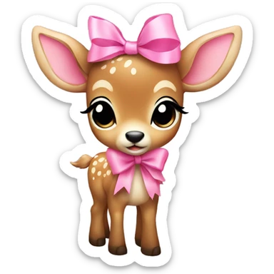 Baby deer with pink bow sticker