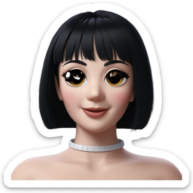 smiling girl with black hair sticker