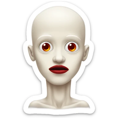 Pale man with red lips that has hands and feet growing out of his head and no body sticker