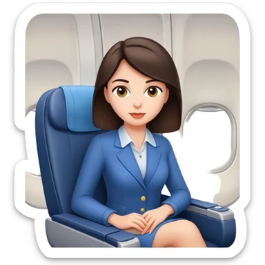 Brunette sitting on airplane seat sticker