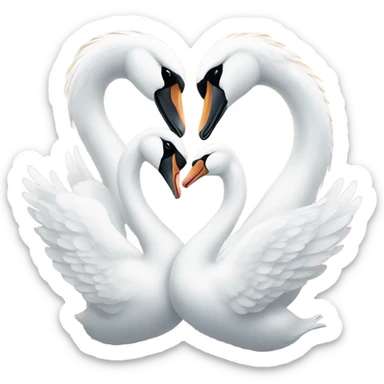 Two swan make a heart sticker