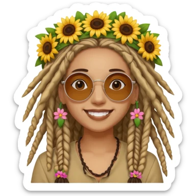 Woman with dreadlocks, round sunglasses, and flower crown.


























 sticker