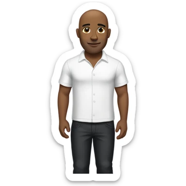 bald man in white shirt with black cocker spaniel sticker