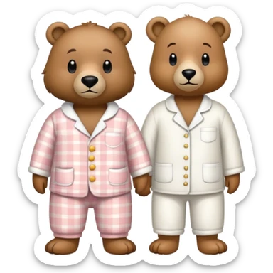A bear and a goose, wearing pyjamas  sticker