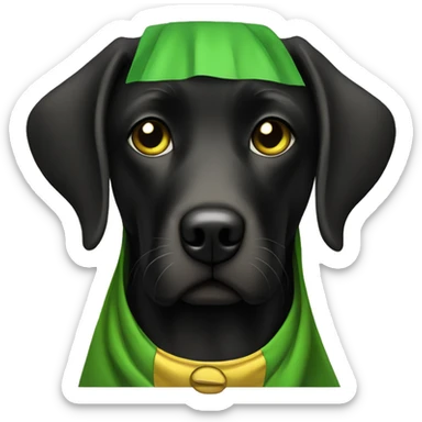 black lab with green yellow cape sticker