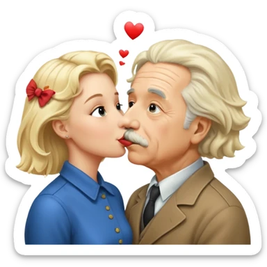 albert einstein kissing a blonde woman sticker