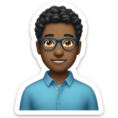 lightskinned guy with wavy short black hair and round blue glasses sticker
