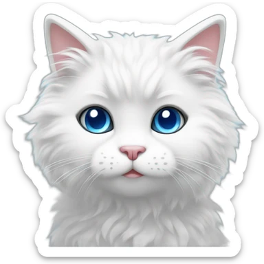 White fluffy cat with blue eyes rag doll sticker