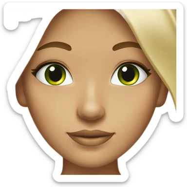 tan girl with green eyes and lashes with brunette hair and blonde moneypieces  sticker