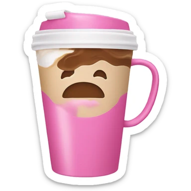 pink to go coffee cup with latte inside sticker