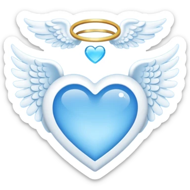 Blue sky blue heart with an angel wing sticker
