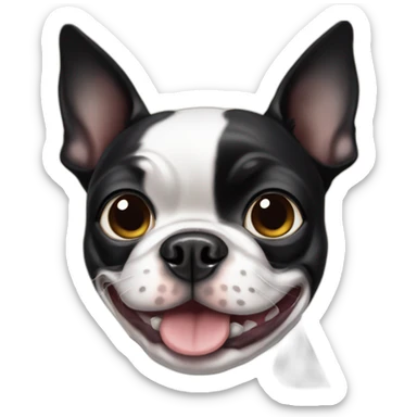 Happy Boston terrier one black eye sticker