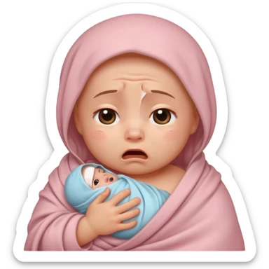 crying swaddled baby sticker