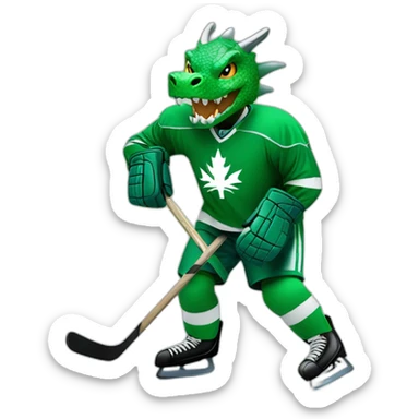green dragon playing ice hockey sticker