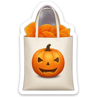 Orange Trick or treat bag with jack-o’-lantern face sticker