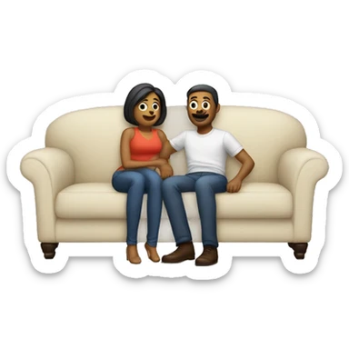 Pareja abrazada en un sofá  sticker