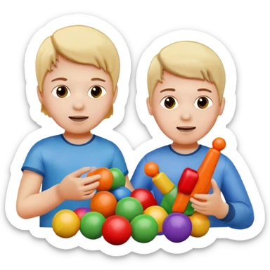 two kids playing with toys at home sticker
