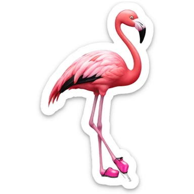 flamingo with tap-dancing shoes sticker