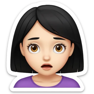 A girl with black hair surprised bending over sticker