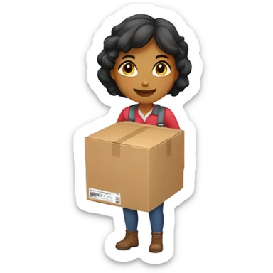 delivery woman cardboard box sticker