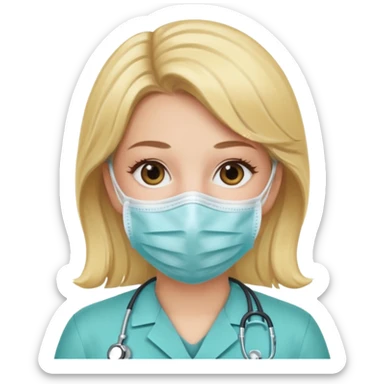 medica rubia con mascarilla y guantes sticker