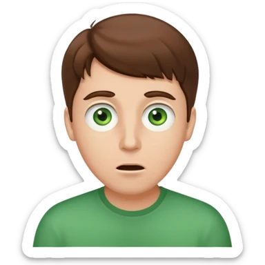 White guy brown hair green eyes surprised face  sticker