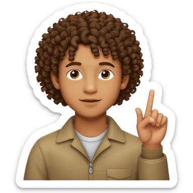 Ragazzo mulatto col coi ricci che fa il terzo dito sticker